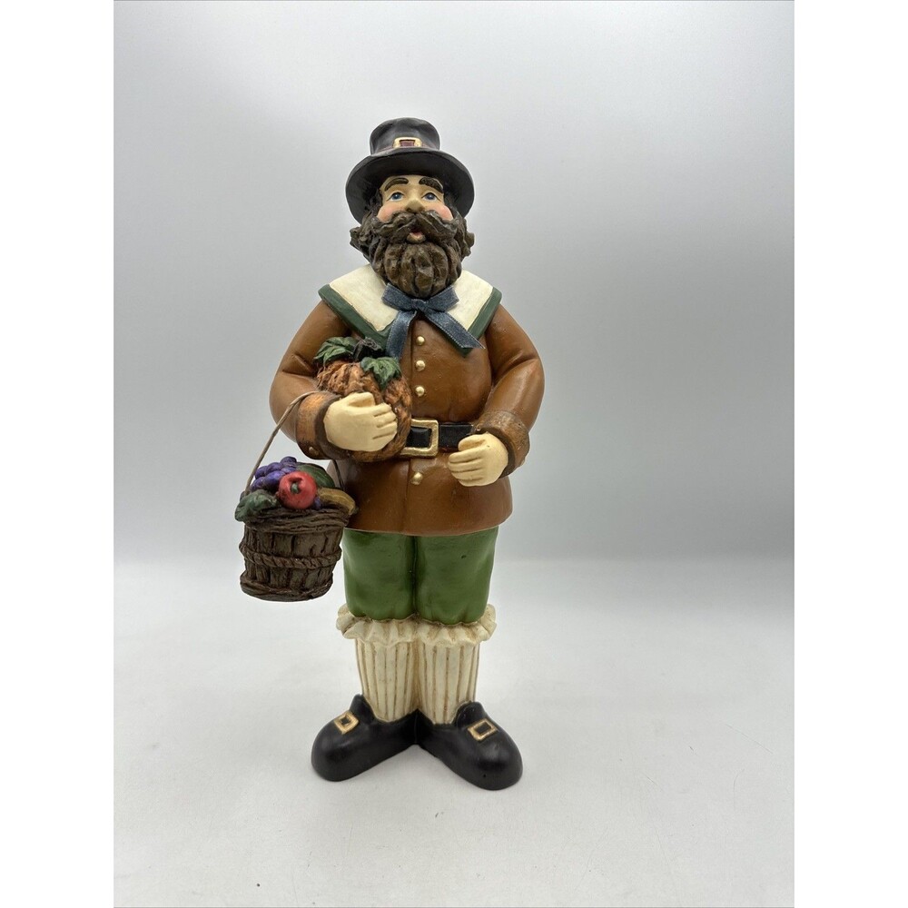 Thanksgiving Pilgrim Figurine Decorations Man Basket Squash